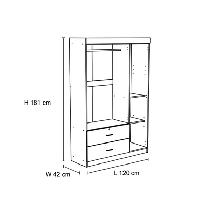 Selva 3 Door + 2 Drawer Wardrobe - White